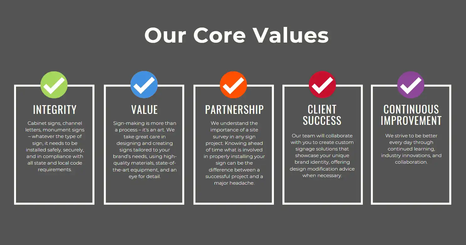 Impression Signs and Graphics Core Values