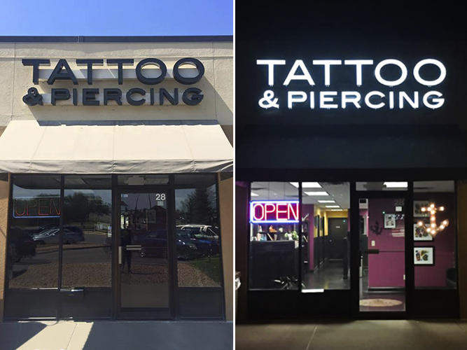 Tattoo & Piercing - LED light Channel Letters sign - Impression Signs and Graphics