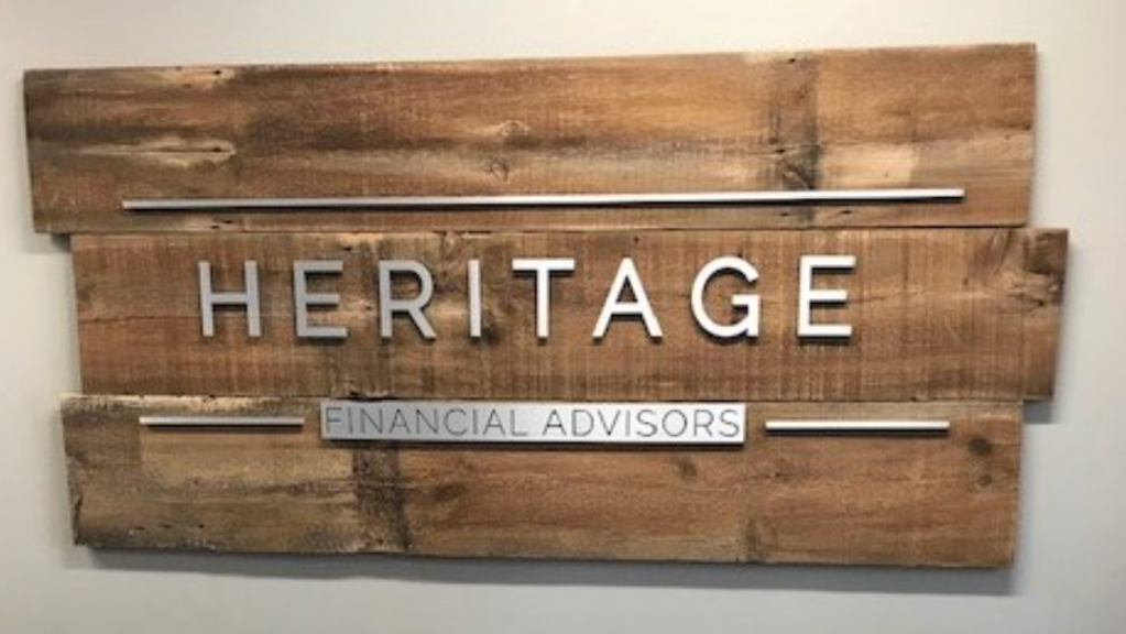 Heritage Financial Advisors – 1/4″ Brushed Aluminum Dimensional Signage w/ Wood – Oakdale, MN – by Impression Signs & Graphics