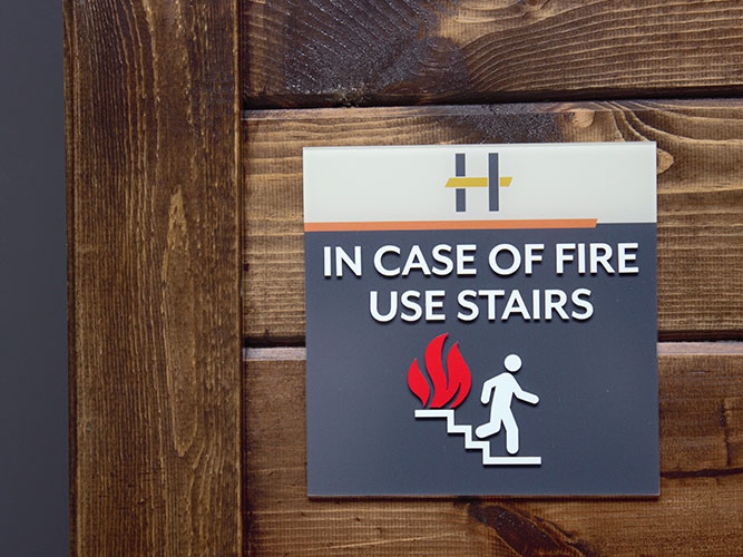 ADA Engraved Signage - Helix In case of fire - Impression Signs and Graphics