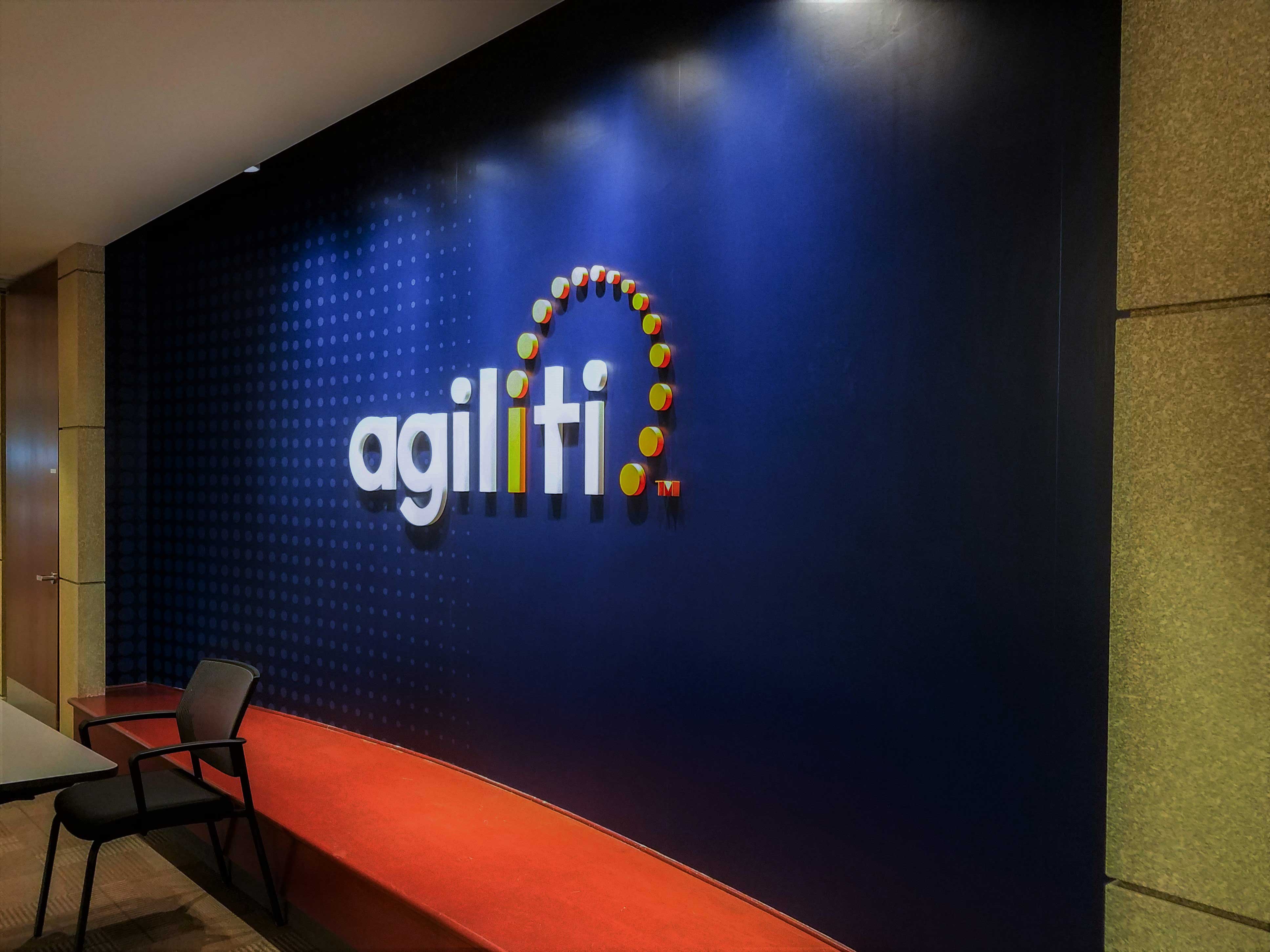 Office wall signage - Agiliti elevator wall - Impression Signs and Graphics