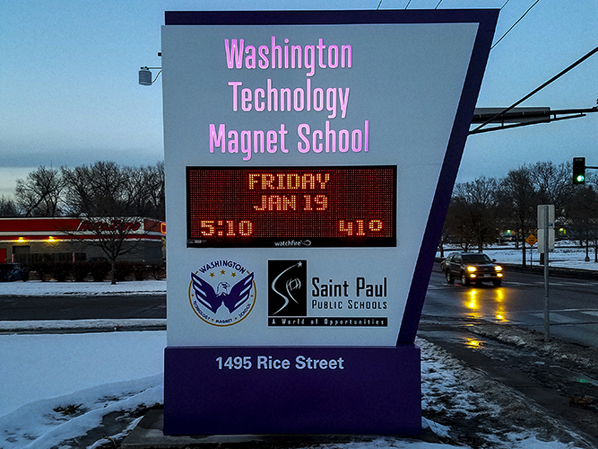 Washington Tech Magnet School - Digital Monument Sign - Impression Signs and Graphics